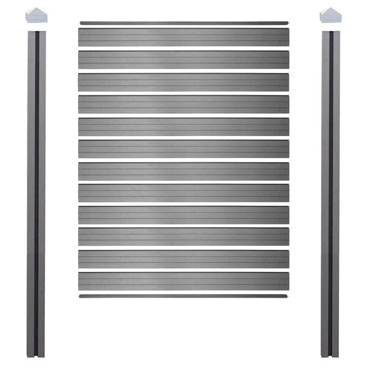 Cosmo Casa - Privacyscherm Sarthe - Windscherm met paal voor inbeton - WPC - Grijs - Basiselement 195 cm