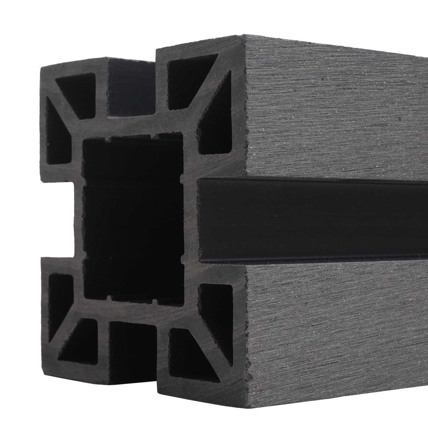 Cosmo Casa - Privacyscherm Sarthe - Windscherm met paal voor inbeton - WPC - Grijs - Basiselement 195 cm