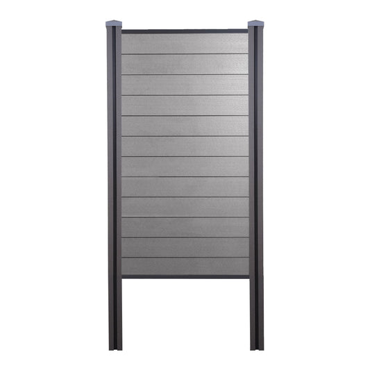 Cosmo Casa - Privacyscherm Sarthe - Windscherm met paal voor inbeton - WPC - Grijs - Smal basiselement 105 cm
