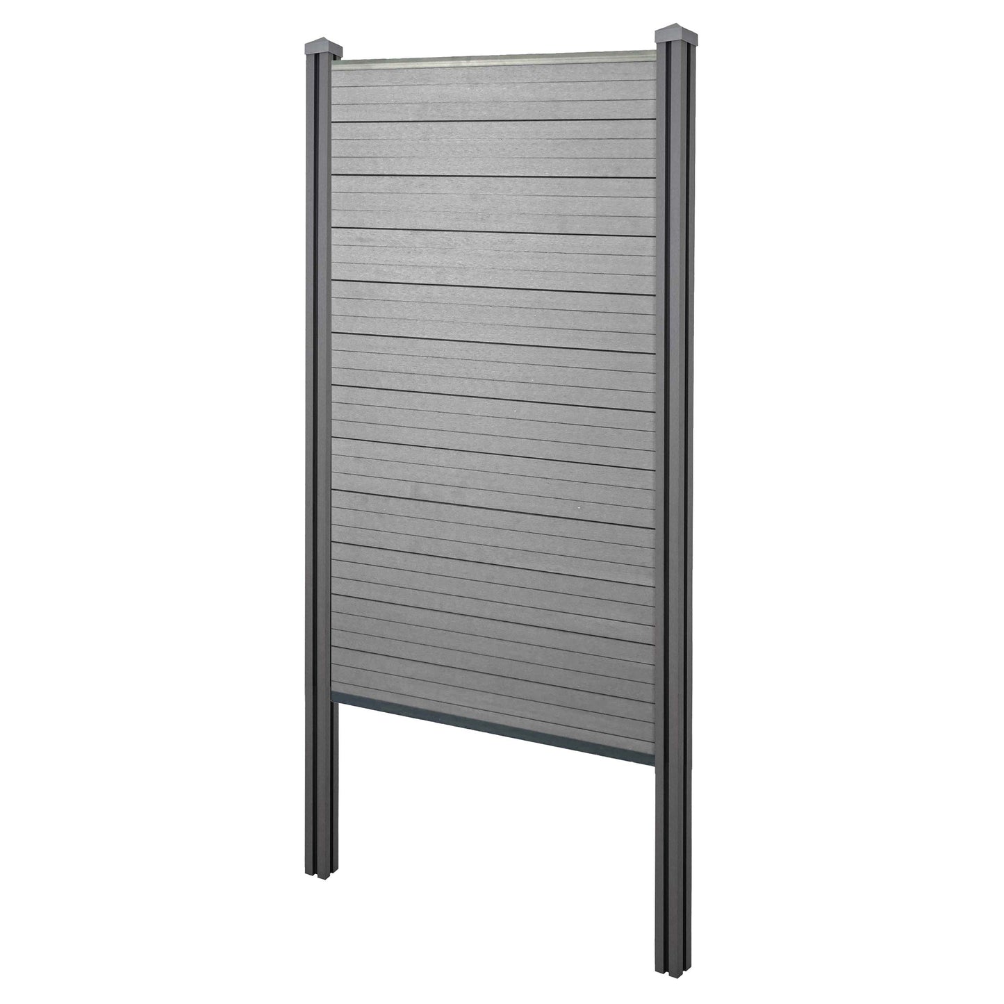 Cosmo Casa - Privacyscherm Sarthe - Windscherm met paal voor inbeton - WPC - Grijs - Smal basiselement 105 cm