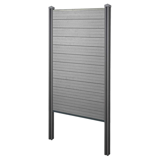 Cosmo Casa - Privacyscherm Sarthe - Windscherm met paal voor inbeton - WPC - Grijs - Smal basiselement 105 cm