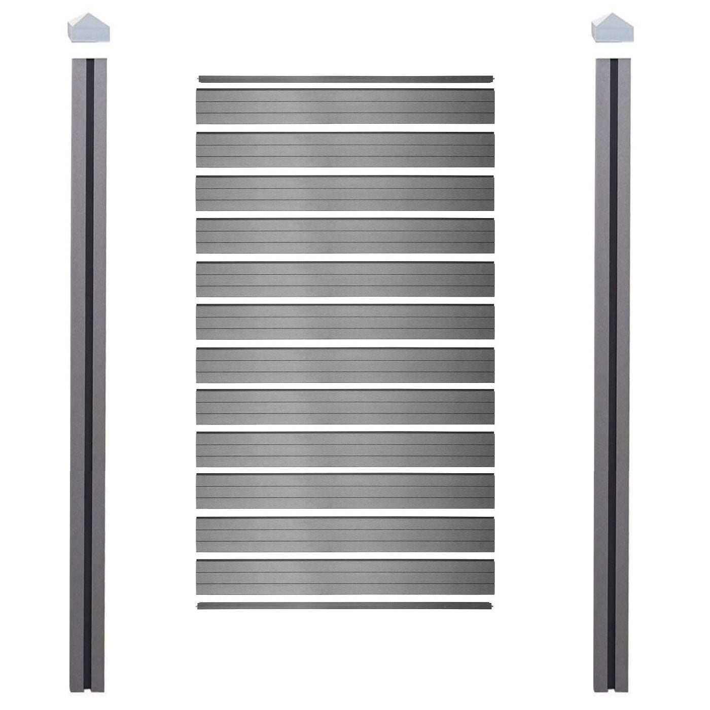 Cosmo Casa - Privacyscherm Sarthe - Windscherm met paal voor inbeton - WPC - Grijs - Smal basiselement 105 cm