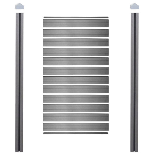 Cosmo Casa - Privacyscherm Sarthe - Windscherm met paal voor inbeton - WPC - Grijs - Smal basiselement 105 cm