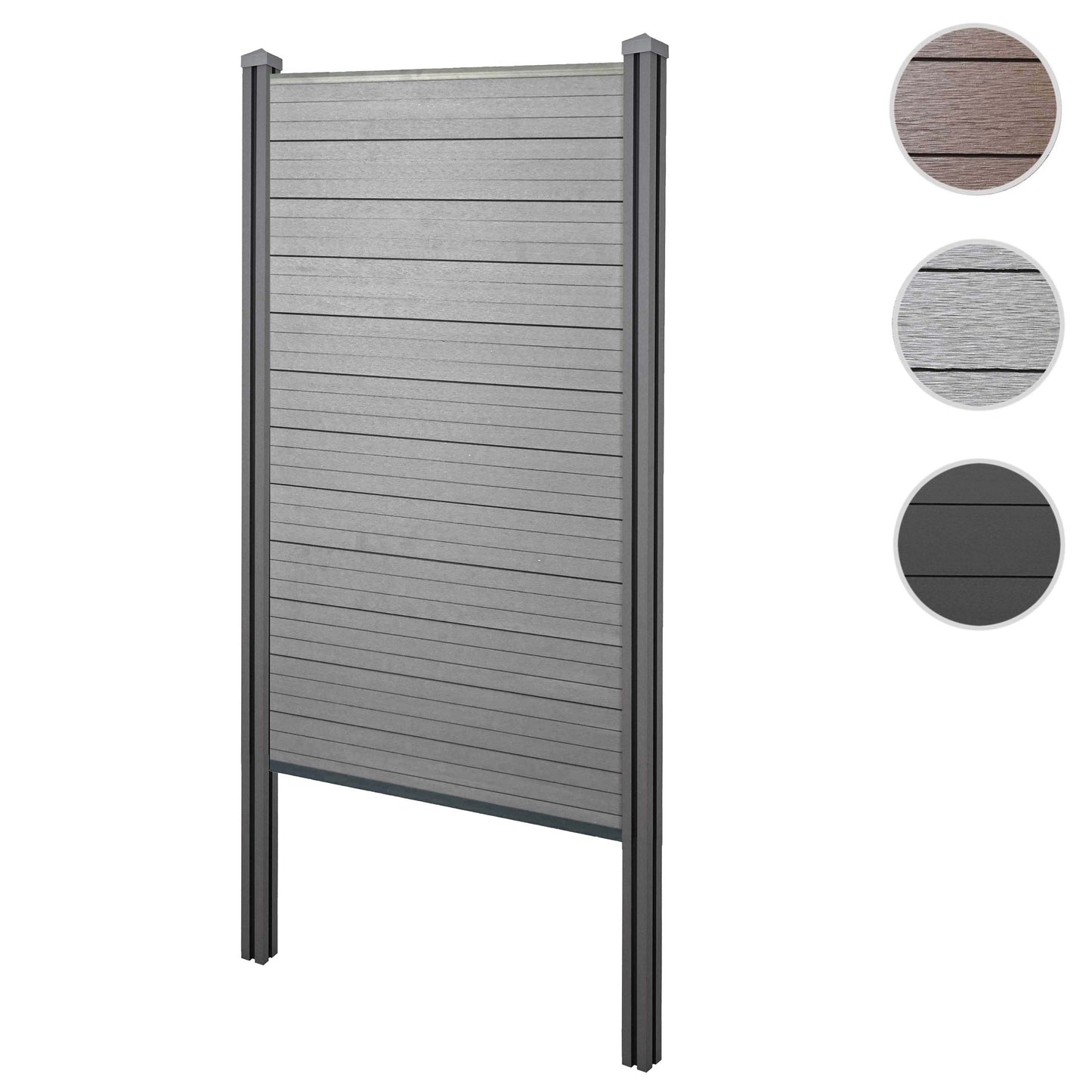 Cosmo Casa - Privacyscherm Sarthe - Windscherm met paal voor inbeton - WPC - Grijs - Smal basiselement 105 cm