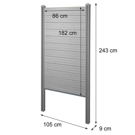 Cosmo Casa - Privacyscherm Sarthe - Windscherm met paal voor inbeton - WPC - Bruin - Smal basiselement 105 cm