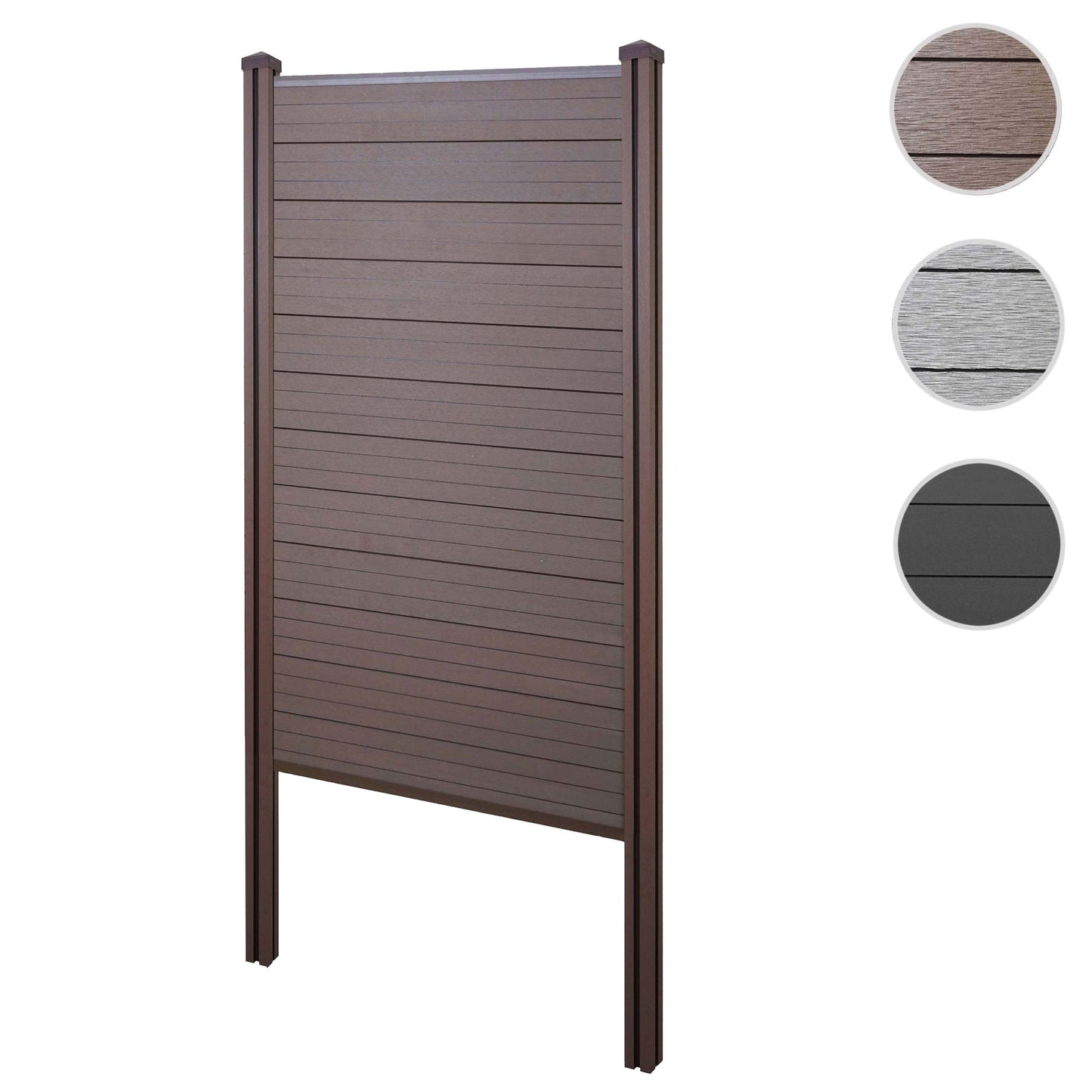 Cosmo Casa - Privacyscherm Sarthe - Windscherm met paal voor inbeton - WPC - Bruin - Smal basiselement 105 cm