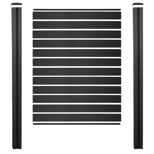 Cosmo Casa - Privacyscherm Sarthe - Windscherm met paal voor inbeton - WPC - Antraciet - Basiselement 195 cm