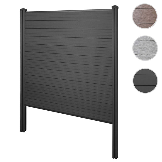 Cosmo Casa - Privacyscherm Sarthe - Windscherm met paal voor inbeton - WPC - Antraciet - Basiselement 195 cm
