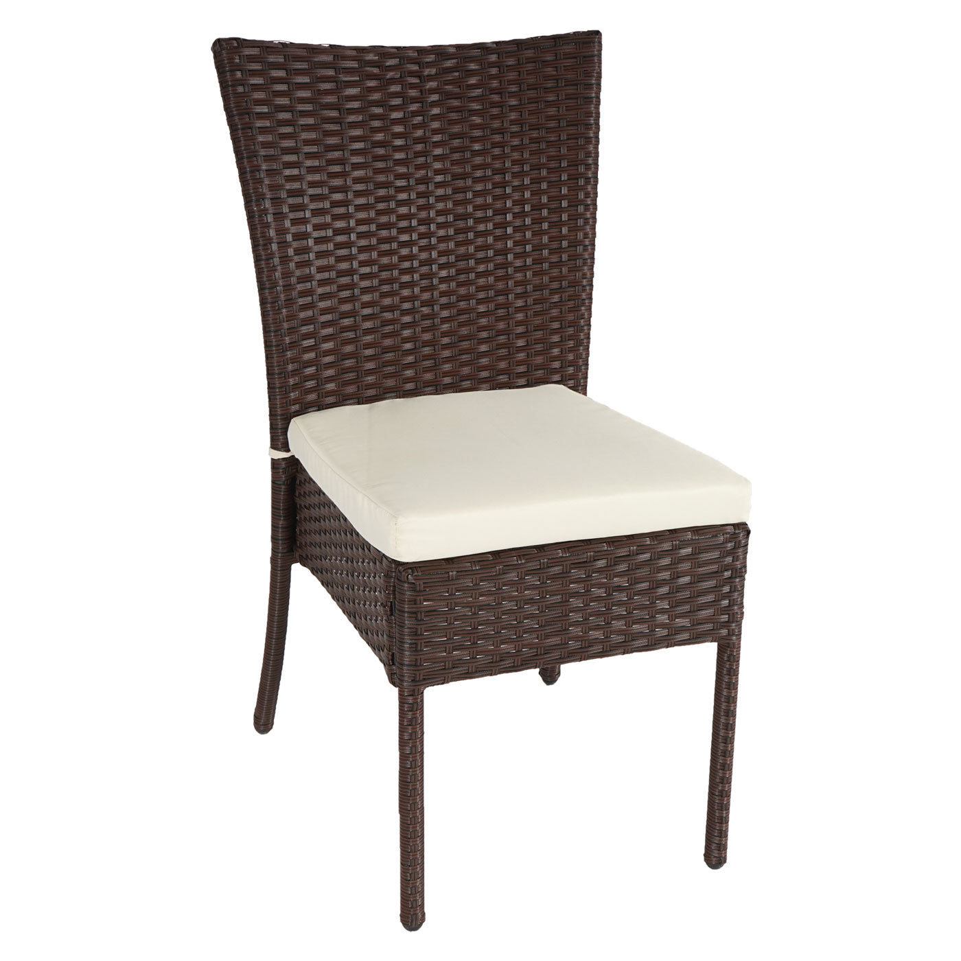 Cosmo Casa - Poly rattan balkon/loungeset - Zitgroep met 4 stoelen en tafel - Poly rattan - Bruin - Crème kussens - 120 x 75 cm