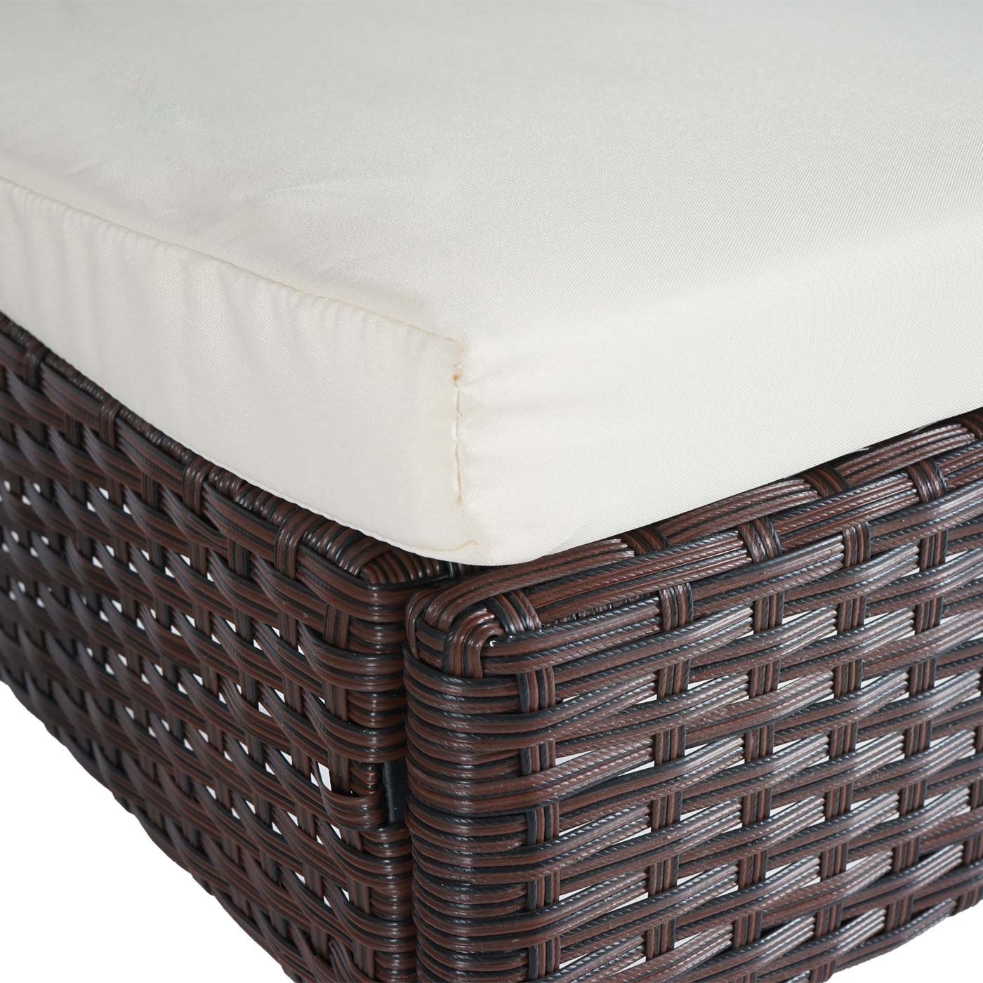 Cosmo Casa - Poly rattan balkon/loungeset - Zitgroep met 4 stoelen en tafel - Poly rattan - Bruin - Crème kussens - 120 x 75 cm