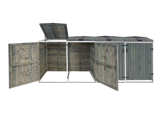 Cosmo Casa - Afvalbakbekleding - Uitbreidbaar - Hout - Grijs-wit - 126×316×98 cm