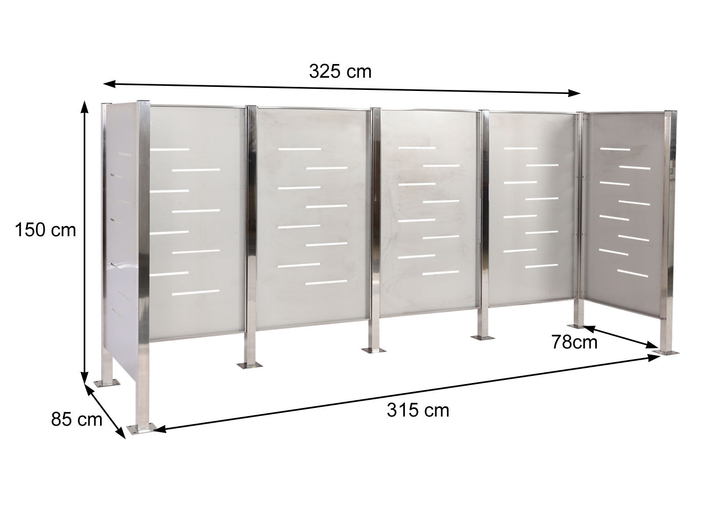 Cosmo Casa - Vuilnisbakopslag - Frame - Metaal - Antraciet - 150×325×85 cm