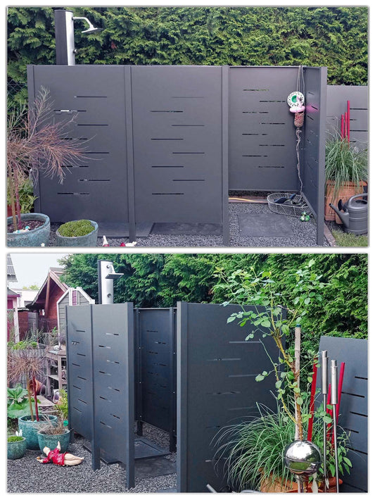 Cosmo Casa - Vuilnisbakopslag - Frame - Metaal - Antraciet - 150×325×85 cm