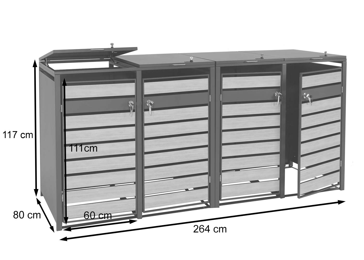 Cosmo Casa - Vuilnisbakbekleding - Set van 4 - Metaal & Beukenhoutlook - Lichtbruin