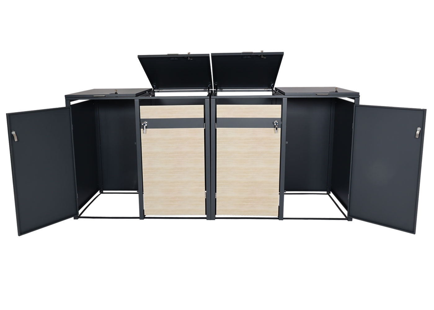 Cosmo Casa - Set van 4 Vuilnisbakbekleding - Uitbreidbaar - Metaal - Beukenhoutlook - Lichtbruin