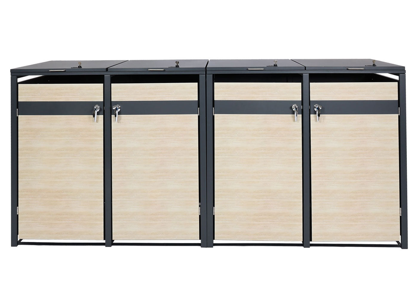 Cosmo Casa - Set van 4 Vuilnisbakbekleding - Uitbreidbaar - Metaal - Beukenhoutlook - Lichtbruin