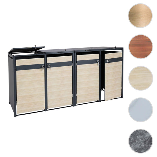 Cosmo Casa - Set van 4 Vuilnisbakbekleding - Uitbreidbaar - Metaal - Beukenhoutlook - Lichtbruin