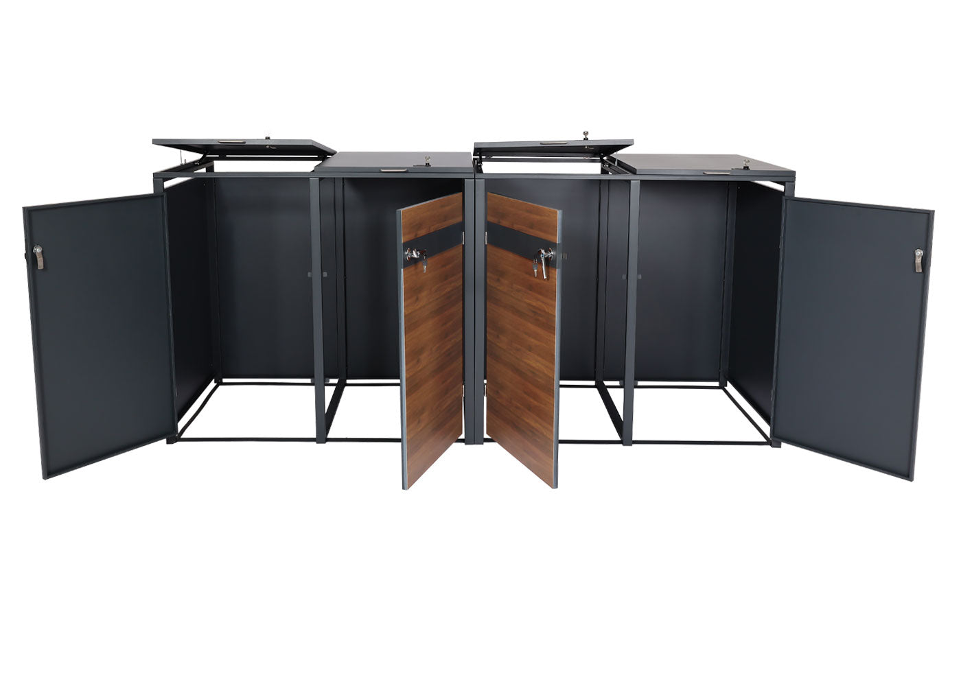 Cosmo Casa - Set van 4 Vuilnisbakbekleding - Uitbreidbaar - Metaal - Kersenhoutlook - Donkerbruin