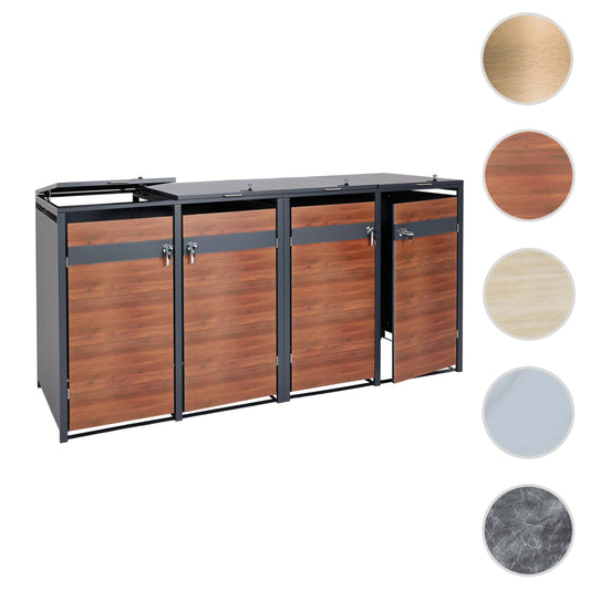 Cosmo Casa - Set van 4 Vuilnisbakbekleding - Uitbreidbaar - Metaal - Kersenhoutlook - Donkerbruin