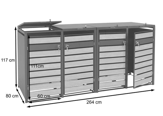 Cosmo Casa - Vuilnisbakbekleding - Set van 4 - Metaal & Goudlook - Antraciet