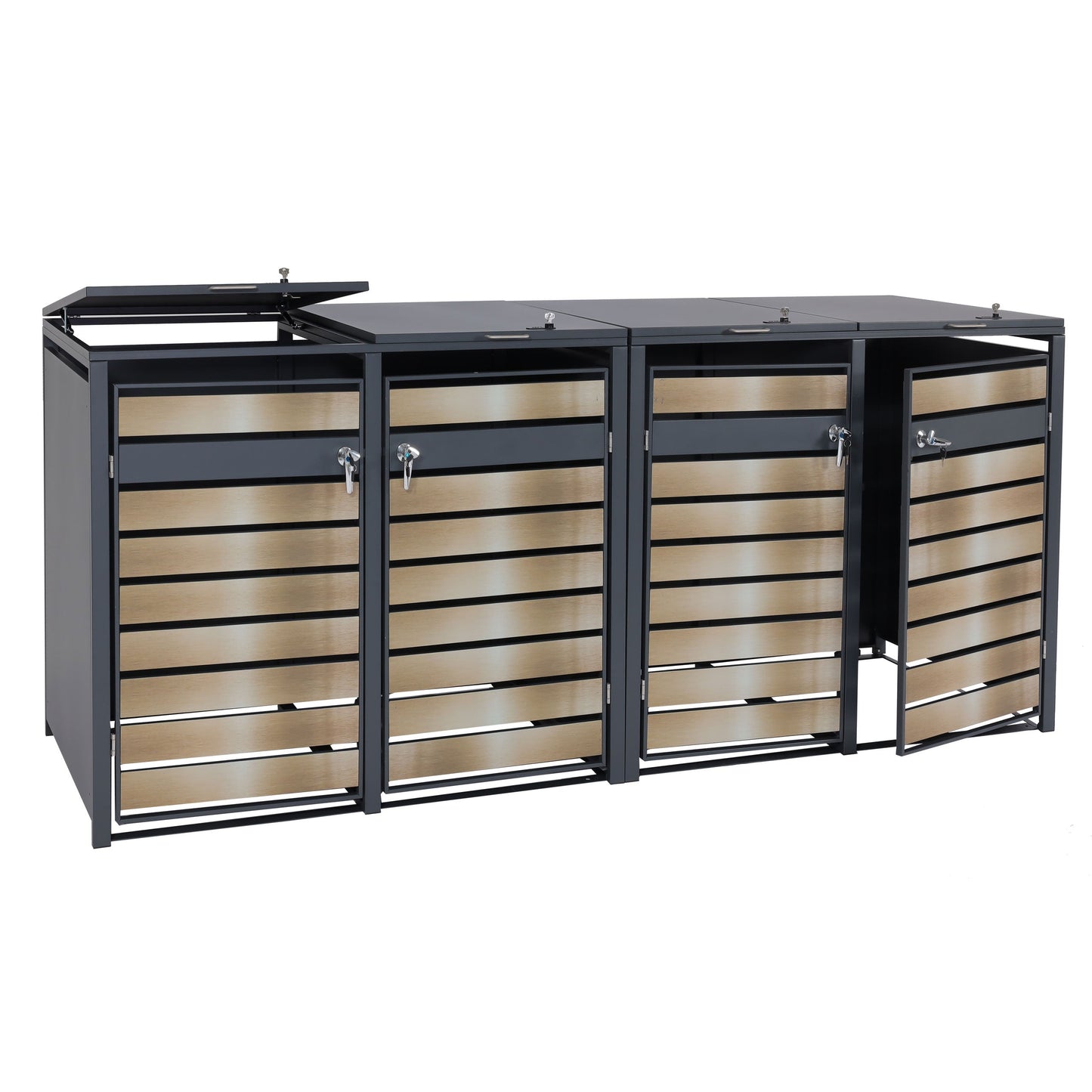 Cosmo Casa - Vuilnisbakbekleding - Set van 4 - Metaal & Goudlook - Antraciet