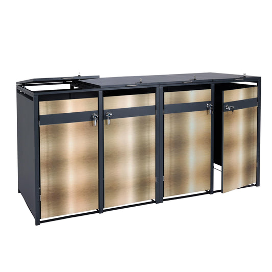 Cosmo Casa - Set van 4 Vuilnisbakbekleding - Uitbreidbaar - Metaal - Antraciet-Goud