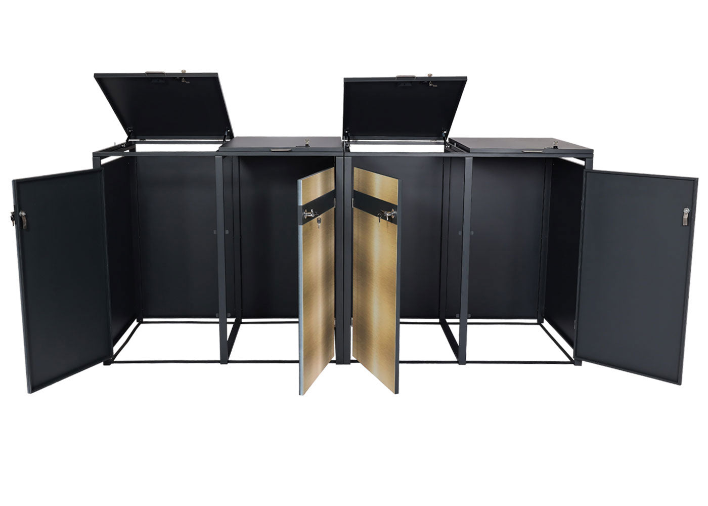 Cosmo Casa - Set van 4 Vuilnisbakbekleding - Uitbreidbaar - Metaal - Antraciet-Goud