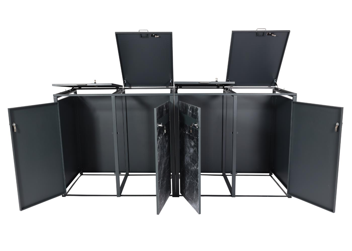 Cosmo Casa - Set van 4 Vuilnisbakbekleding - Uitbreidbaar - Metaal - Donkere marmerlook