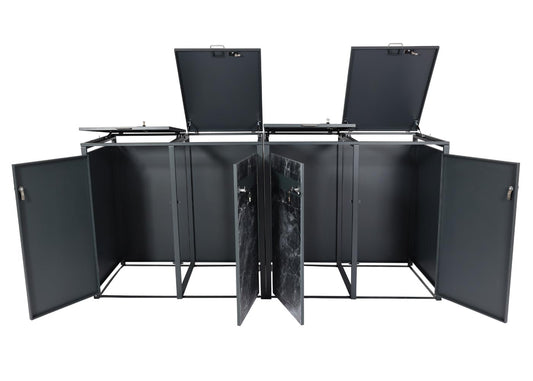 Cosmo Casa - Set van 4 Vuilnisbakbekleding - Uitbreidbaar - Metaal - Donkere marmerlook