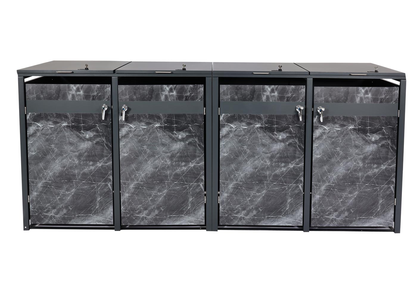 Cosmo Casa - Set van 4 Vuilnisbakbekleding - Uitbreidbaar - Metaal - Donkere marmerlook