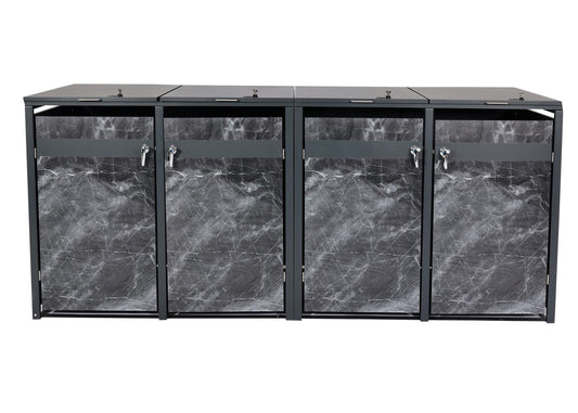 Cosmo Casa - Set van 4 Vuilnisbakbekleding - Uitbreidbaar - Metaal - Donkere marmerlook