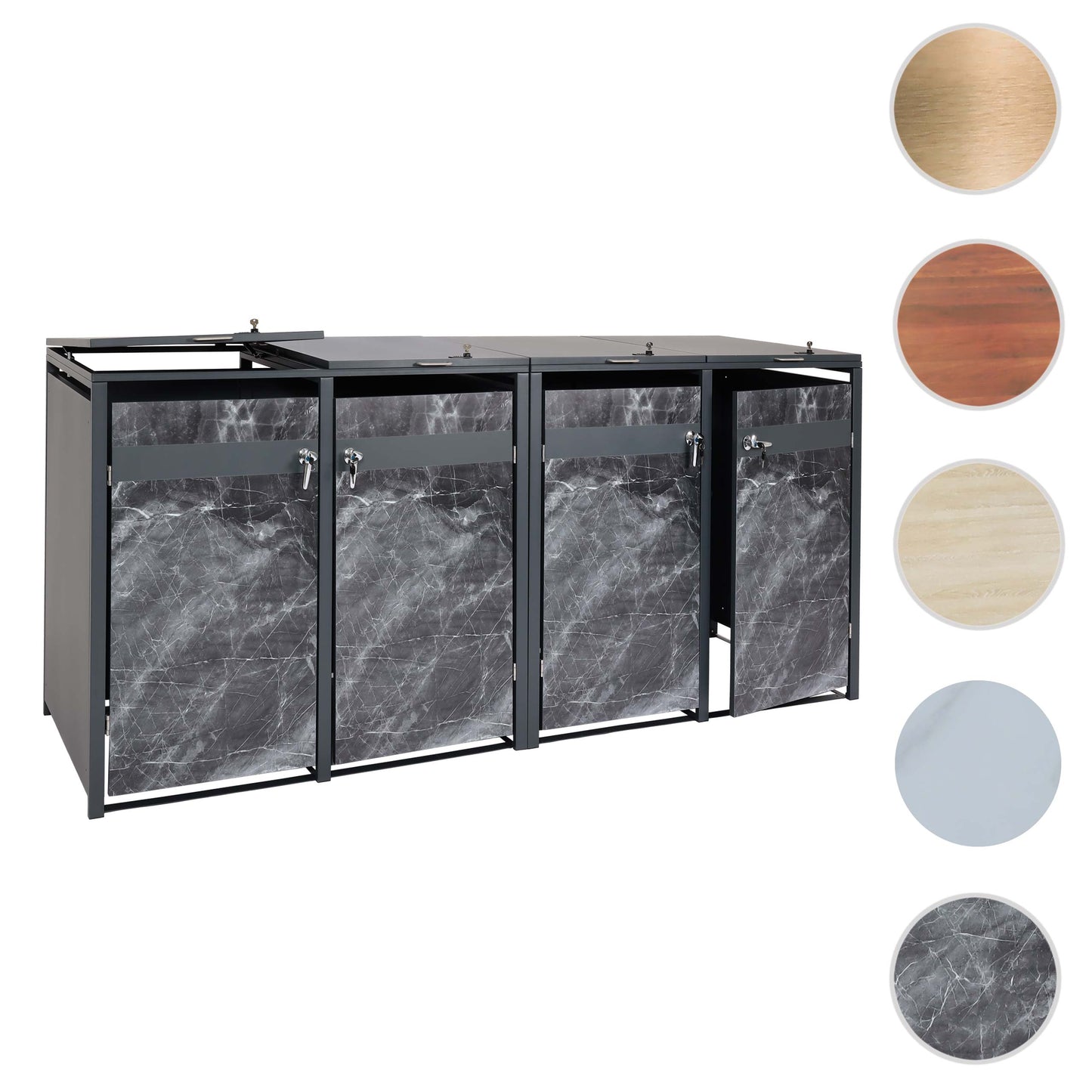 Cosmo Casa - Set van 4 Vuilnisbakbekleding - Uitbreidbaar - Metaal - Donkere marmerlook