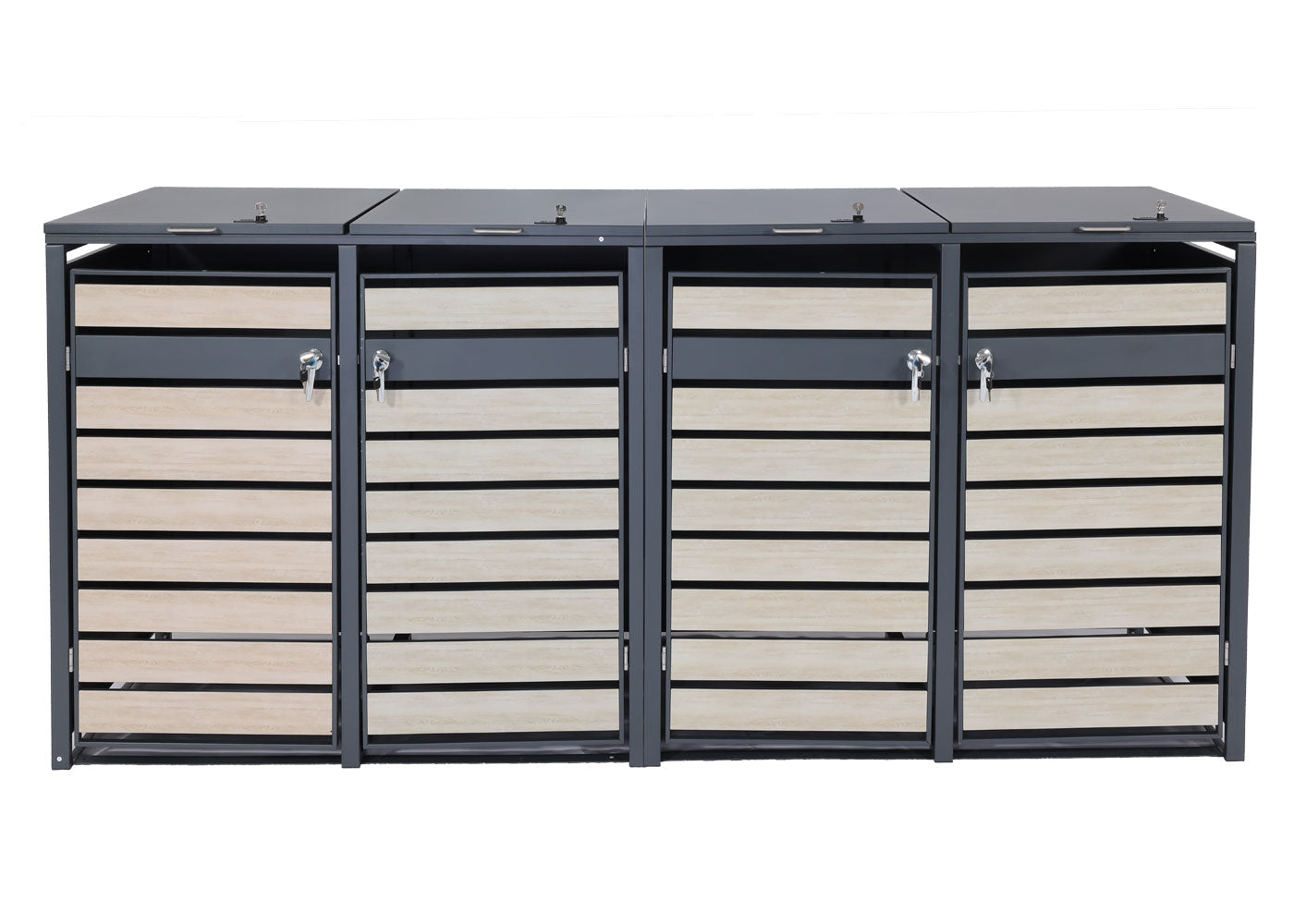 Cosmo Casa - XL Afvalcontainerbekleding - Afvalbak - Metaal - Antraciet & Beukenhoutlook - Lichtbruin - 118 kg