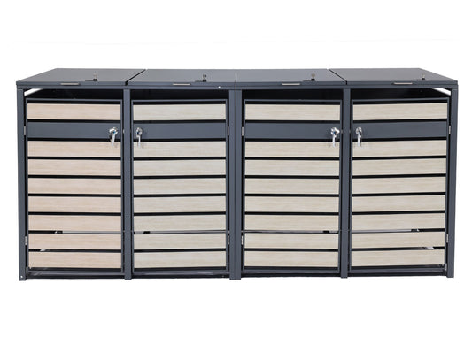 Cosmo Casa - XL Afvalcontainerbekleding - Afvalbak - Metaal - Antraciet & Beukenhoutlook - Lichtbruin - 118 kg