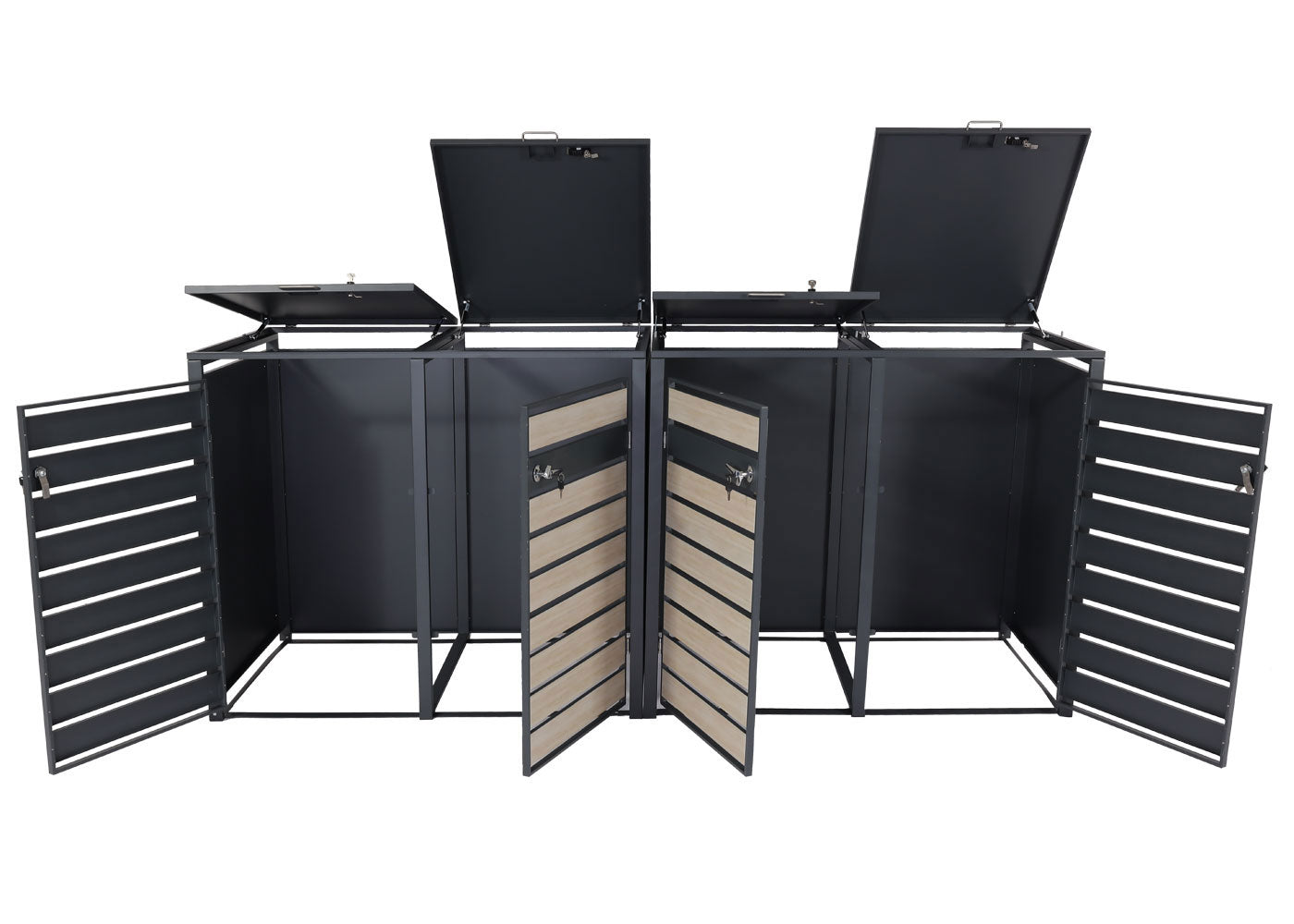 Cosmo Casa - XL Afvalcontainerbekleding - Afvalbak - Metaal - Antraciet & Beukenhoutlook - Lichtbruin - 118 kg