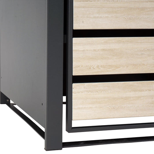 Cosmo Casa - XL Afvalcontainerbekleding - Afvalbak - Metaal - Antraciet & Beukenhoutlook - Lichtbruin - 118 kg