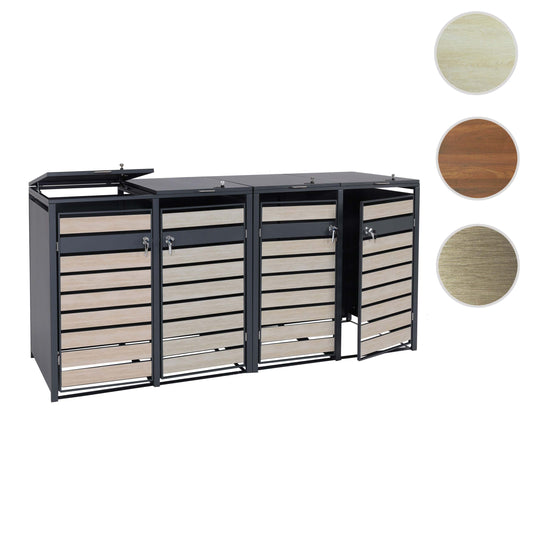 Cosmo Casa - XL Afvalcontainerbekleding - Afvalbak - Metaal - Antraciet & Beukenhoutlook - Lichtbruin - 118 kg