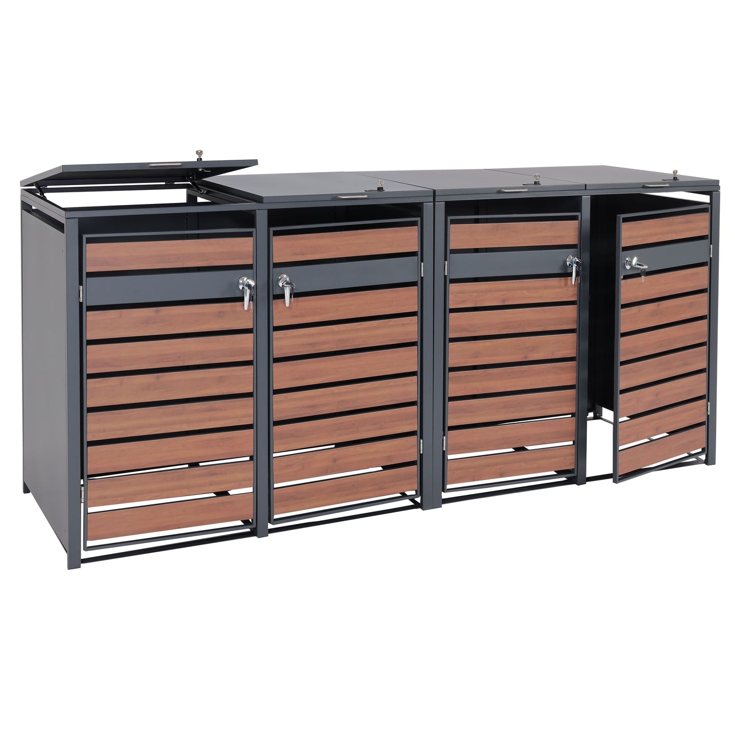 Cosmo Casa - XL Afvalbakbekleding - Afvalcontainerbak - Metaal - Antraciet & Kersenhoutlook - Donkerbruin