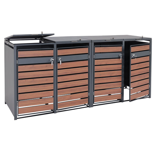 Cosmo Casa - XL Afvalbakbekleding - Afvalcontainerbak - Metaal - Antraciet & Kersenhoutlook - Donkerbruin