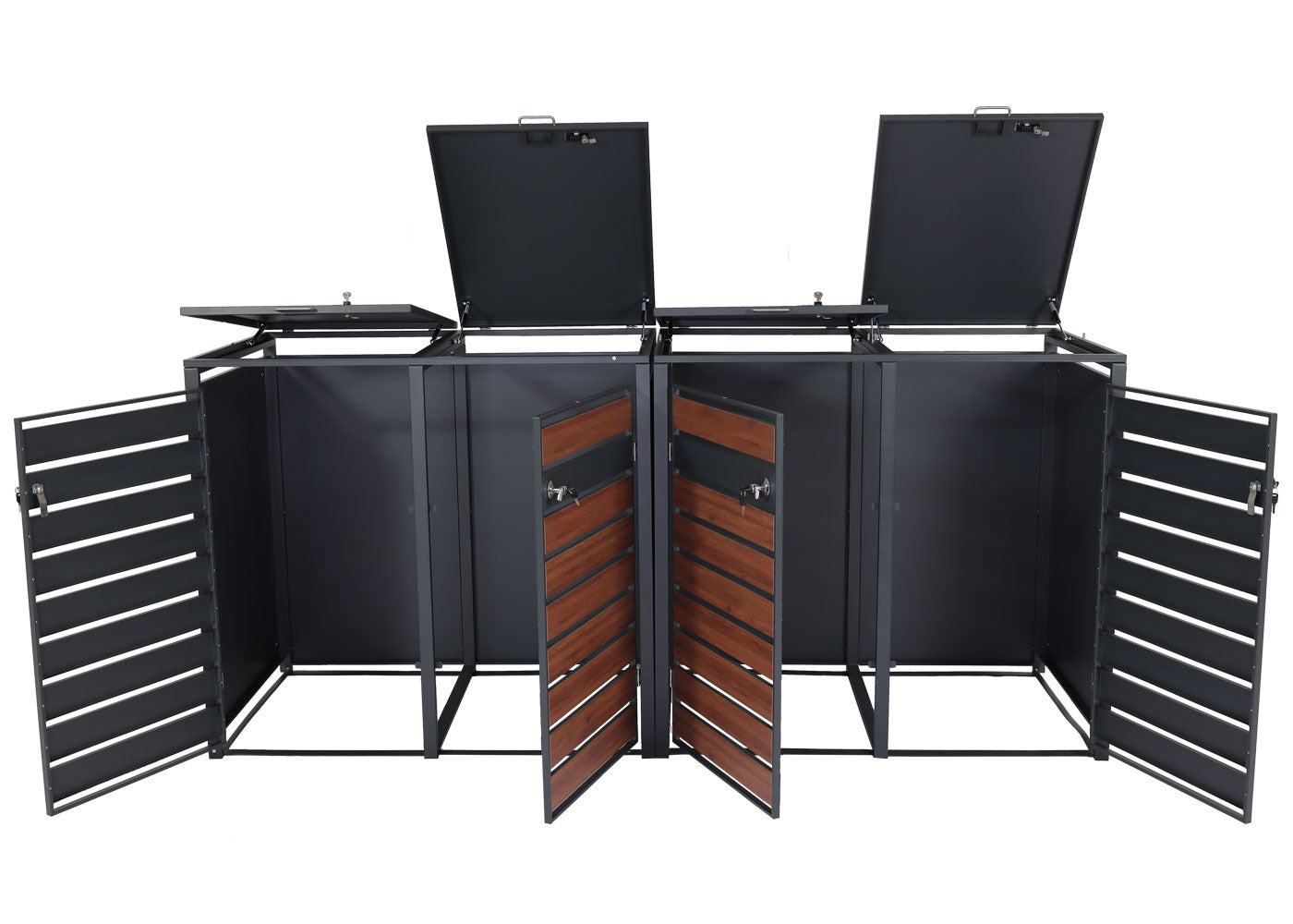 Cosmo Casa - XL Afvalbakbekleding - Afvalcontainerbak - Metaal - Antraciet & Kersenhoutlook - Donkerbruin