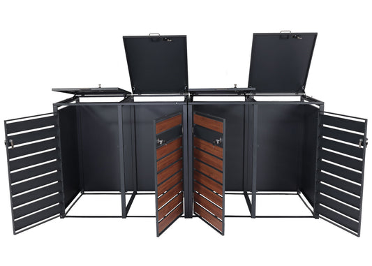 Cosmo Casa - XL Afvalbakbekleding - Afvalcontainerbak - Metaal - Antraciet & Kersenhoutlook - Donkerbruin