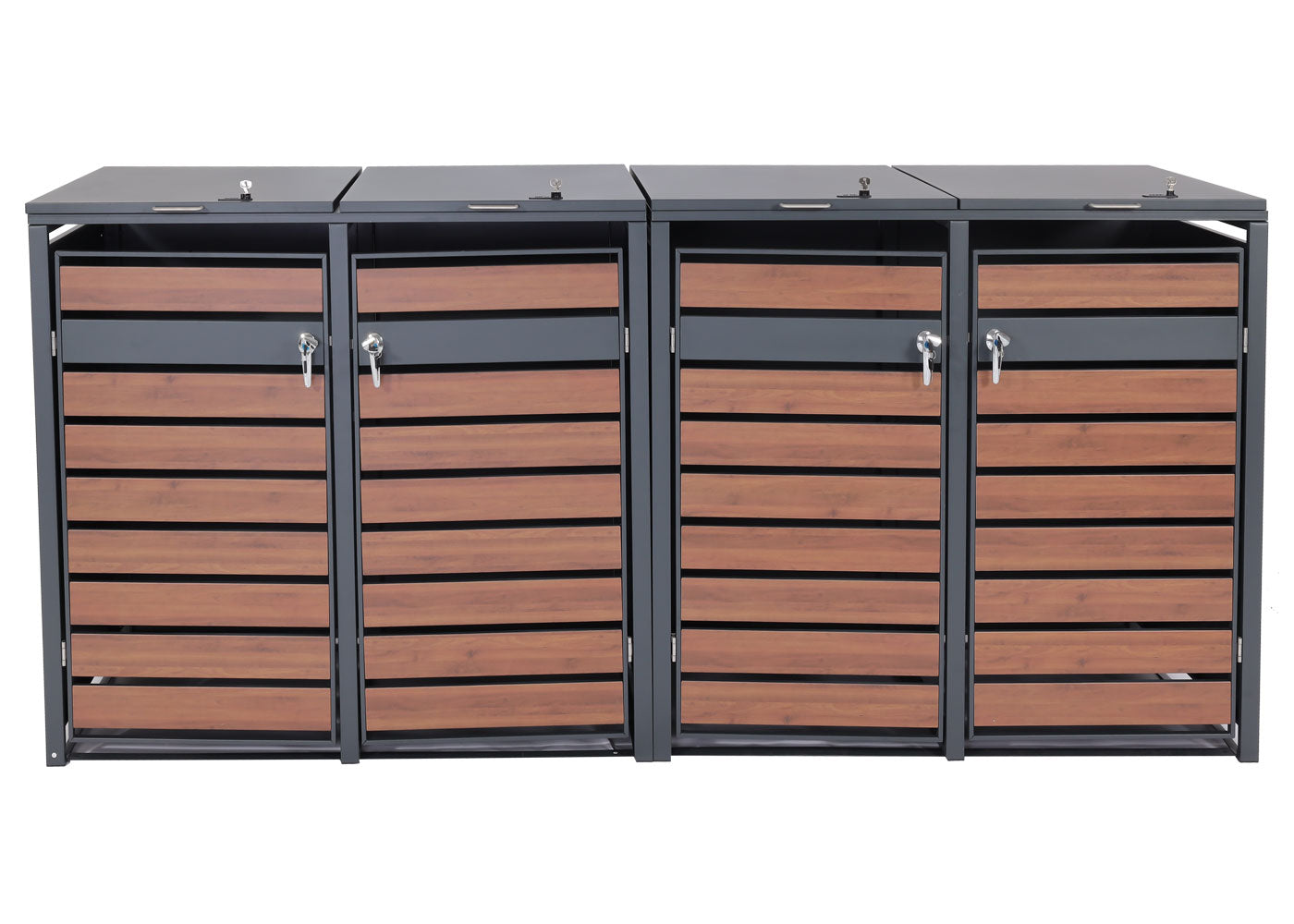 Cosmo Casa - XL Afvalbakbekleding - Afvalcontainerbak - Metaal - Antraciet & Kersenhoutlook - Donkerbruin