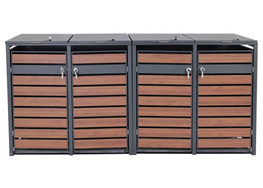 Cosmo Casa - XL Afvalbakbekleding - Afvalcontainerbak - Metaal - Antraciet & Kersenhoutlook - Donkerbruin