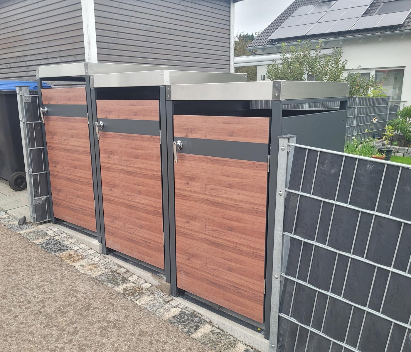 Cosmo Casa - XL Afvalbakbekleding - Afvalcontainerbak - Metaal - Antraciet & Kersenhoutlook - Donkerbruin