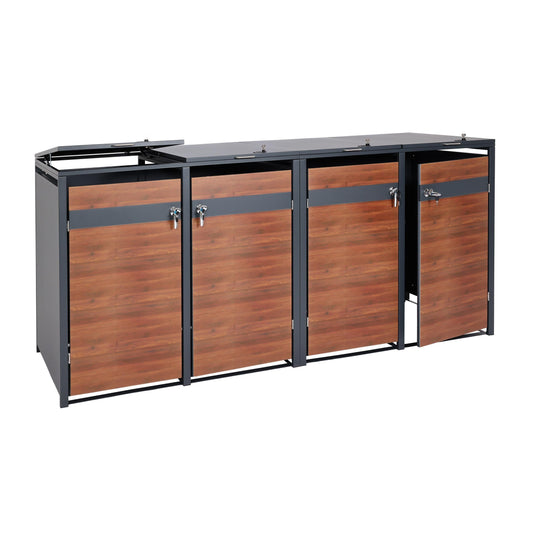 Cosmo Casa - XL Afvalbakbekleding - Afvalcontainerbak - Metaal - Antraciet & Kersenhoutlook - Donkerbruin