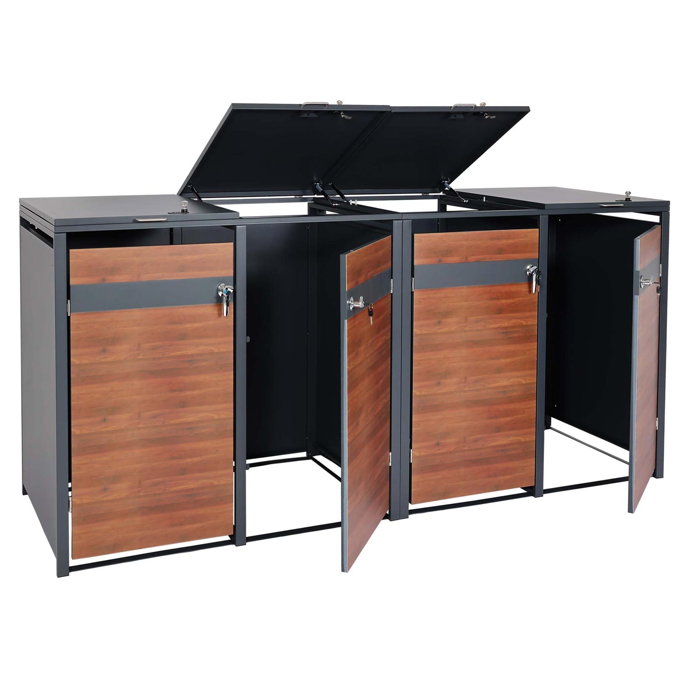 Cosmo Casa - XL Afvalbakbekleding - Afvalcontainerbak - Metaal - Antraciet & Kersenhoutlook - Donkerbruin