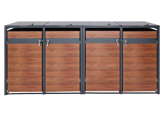 Cosmo Casa - XL Afvalbakbekleding - Afvalcontainerbak - Metaal - Antraciet & Kersenhoutlook - Donkerbruin