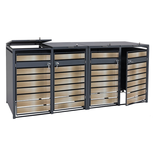 Cosmo Casa - XL Afvalcontainerhoes - Afvalcontainerdoos - Metaal - Antraciet & Goud - 118 kg