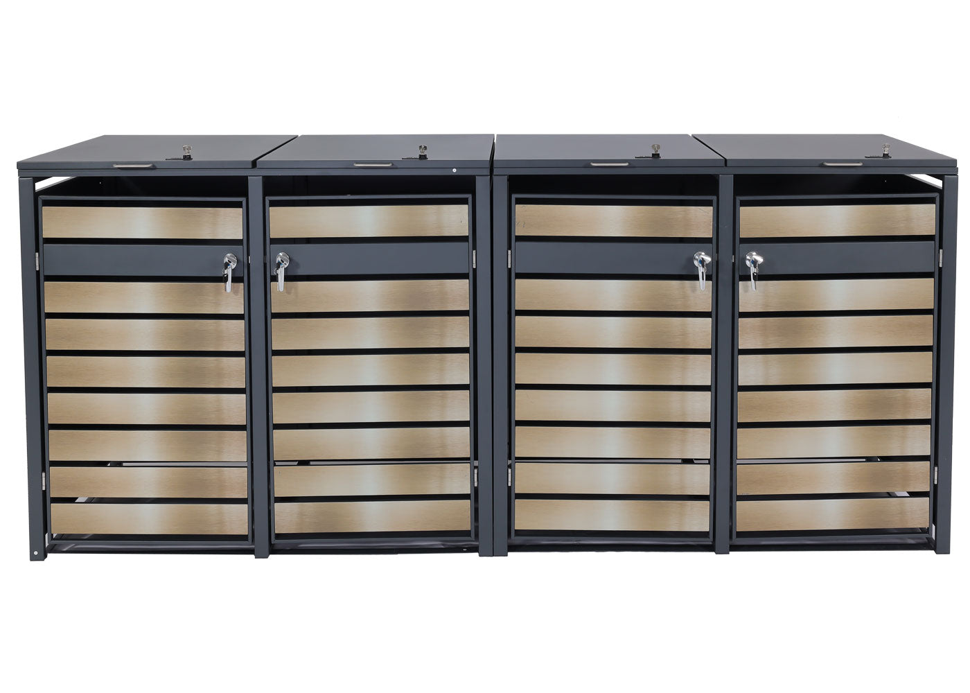 Cosmo Casa - XL Afvalcontainerhoes - Afvalcontainerdoos - Metaal - Antraciet & Goud - 118 kg