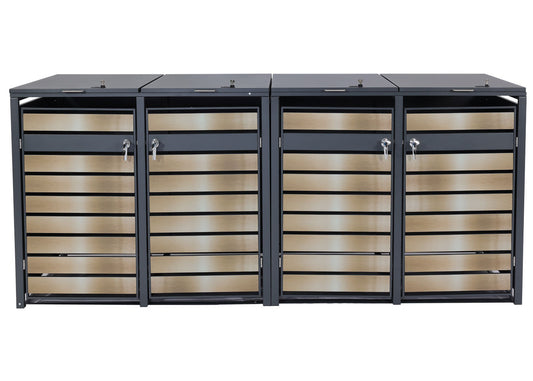 Cosmo Casa - XL Afvalcontainerhoes - Afvalcontainerdoos - Metaal - Antraciet & Goud - 118 kg